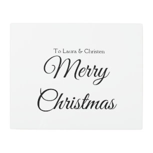 Merry Christmas add name text custom family gift Metal Print
