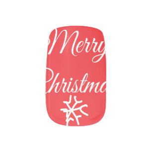 Merry Christmas add name text custom family gift Minx Nail Art