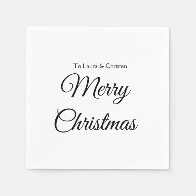Merry Christmas add name text custom family gift Napkins (Front)