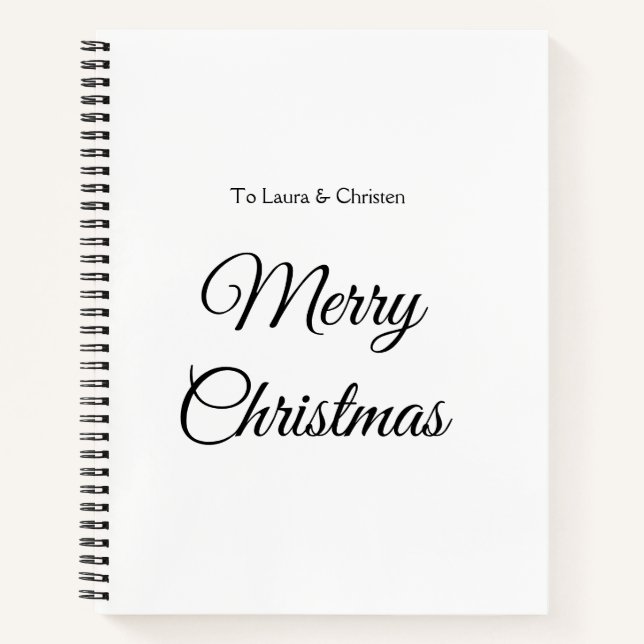 Merry Christmas add name text custom family gift Notebook (Front)