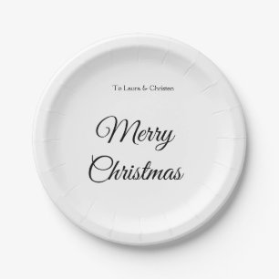 Merry Christmas add name text custom family gift Paper Plates