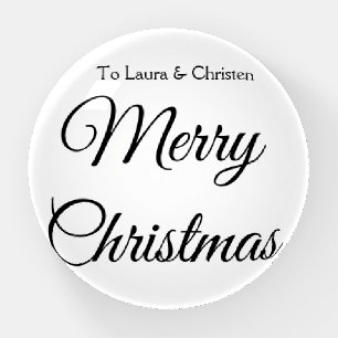 Merry Christmas add name text custom family gift Paperweight