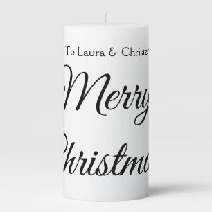 Merry Christmas add name text custom family gift Pillar Candle