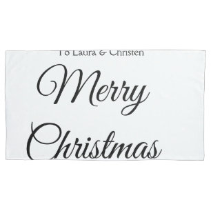 Merry Christmas add name text custom family gift Pillow Case