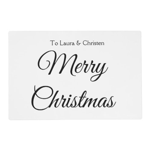 Merry Christmas add name text custom family gift Placemat