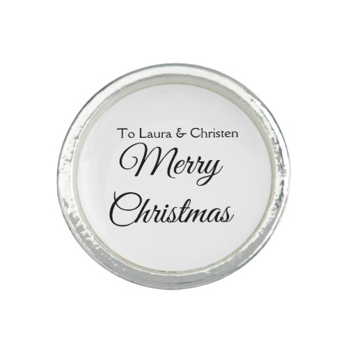 Merry Christmas add name text custom family gift Ring