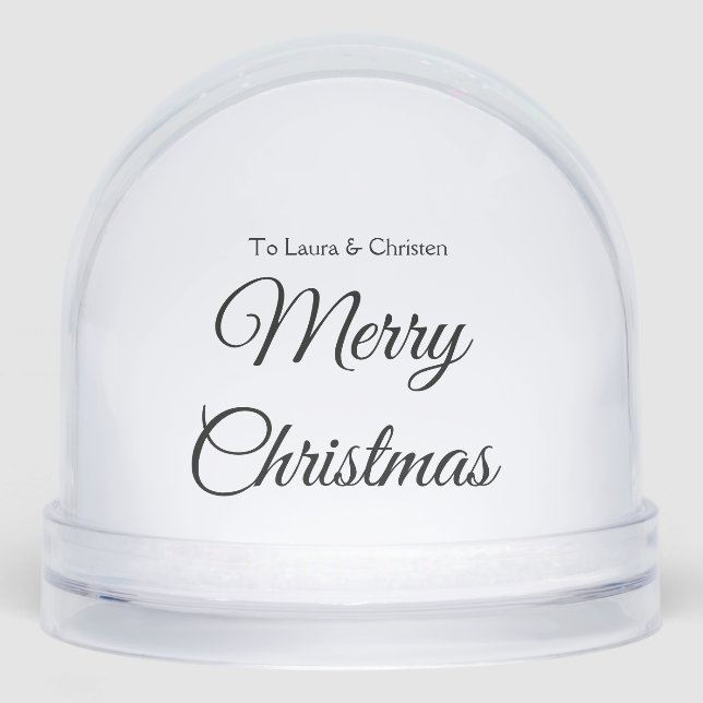 Merry Christmas add name text custom family gift Snow Globe (Front)