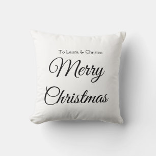 Merry Christmas add name text custom family gift Throw Pillow