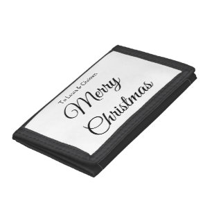 Merry Christmas add name text custom family gift Tri-fold Wallet
