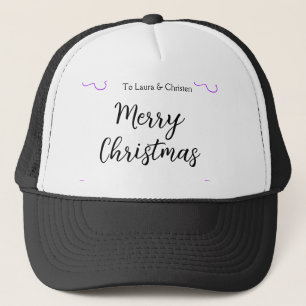Merry Christmas add name text custom family gift Trucker Hat