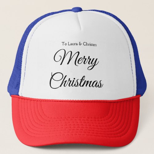 Merry Christmas add name text custom family gift Trucker Hat
