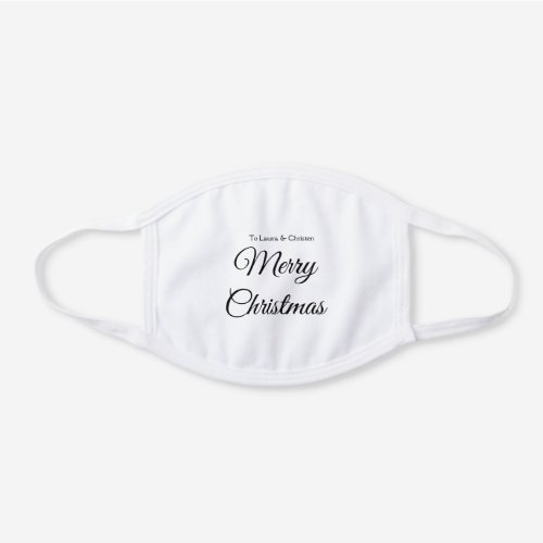 Merry Christmas add name text custom family gift White Cotton Face Mask