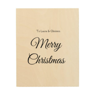 Merry Christmas add name text custom family gift Wood Wall Art