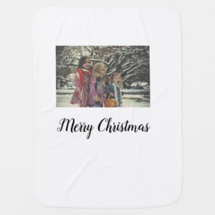 merry christmas add photo text holiday custom baby blanket