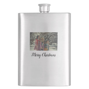 merry christmas add photo text holiday custom flask