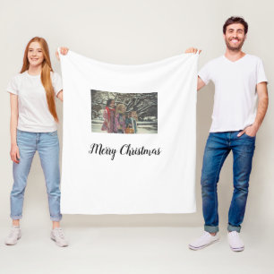 merry christmas add photo text holiday custom fleece blanket