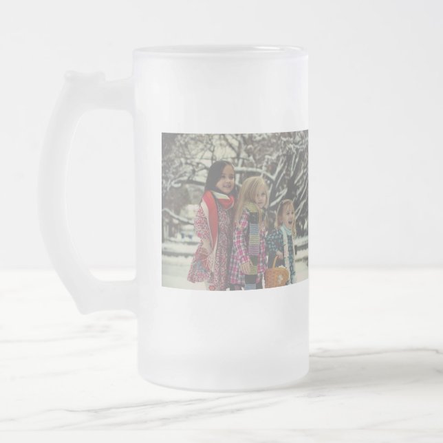 merry christmas add photo text holiday custom frosted glass beer mug (Left)