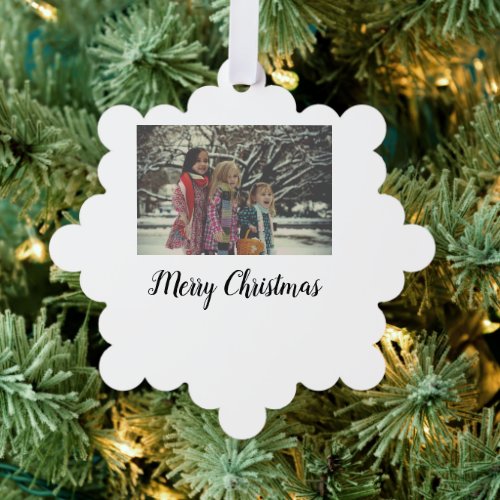 merry christmas add photo text holiday custom ornament card