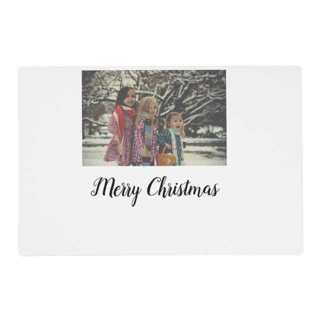 merry christmas add photo text holiday custom placemat (Front)
