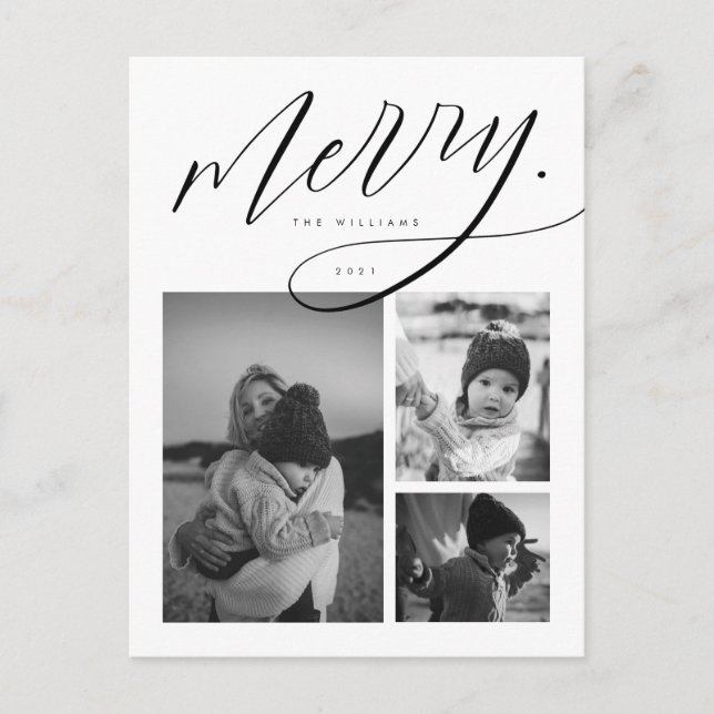 MERRY CHRISTMAS Add Your Family Photo Postcard (Front)