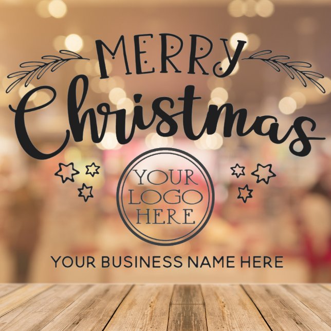 Merry Christmas add your logo and business name Window Cling (Creator Uploaded)