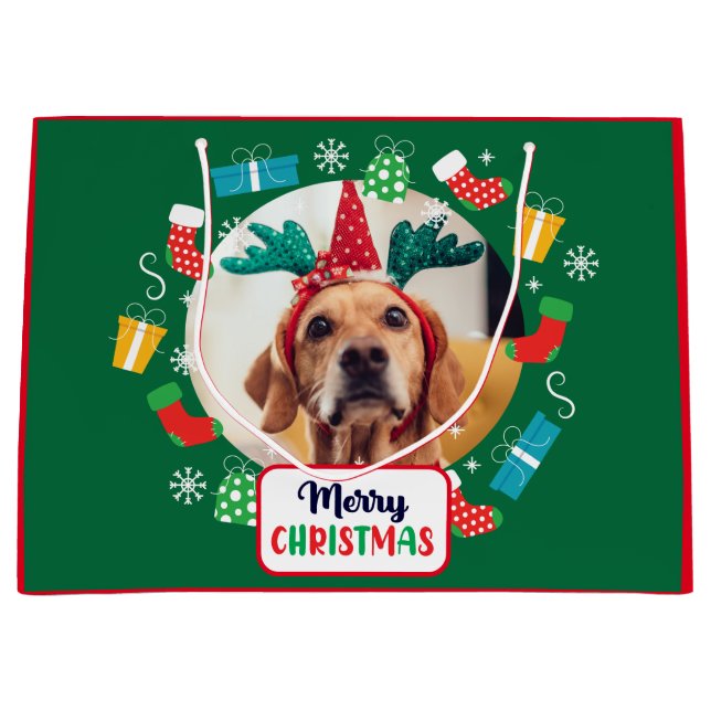Merry Christmas (add your own photos) Gift Bag (Front)