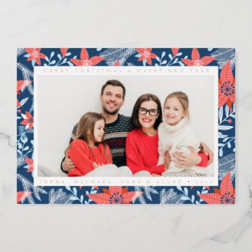 MERRY CHRISTMAS  Add Your Photo Foil Holiday Card