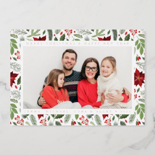 MERRY CHRISTMAS  Add Your Photo Foil Holiday Card