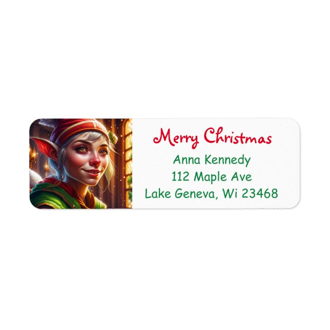 Merry Christmas Adorable Elf Festive Label (Front)