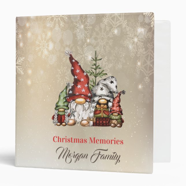 Merry Christmas,Adorable Gnomes Family 3 Ring Binder (Front/Inside)