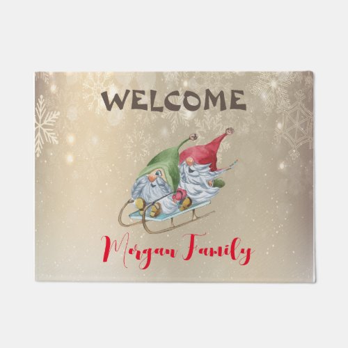 Merry ChristmasAdorable Gnomes Sleigh  Doormat
