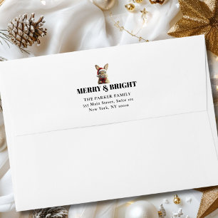 MERRY Christmas! Adorable, Rabbit, Santa Hat Envelope