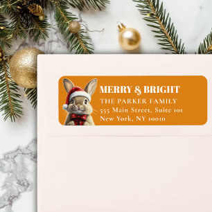 MERRY Christmas! Adorable, Rabbit, Santa Hat Label