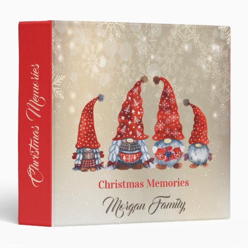 Merry ChristmasAdorable Red Gnomes  3 Ring Binder