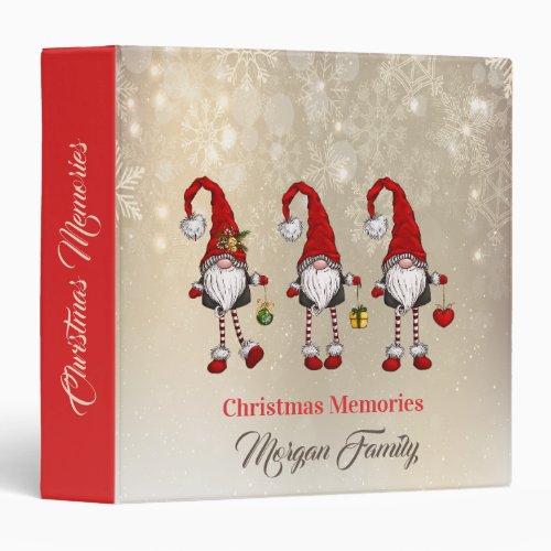 Merry ChristmasAdorable Red Gnomes  3 Ring Binder