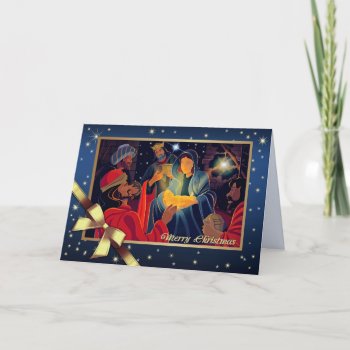 Merry Christmas. Adoration Of The Magi Holiday Card by artofmairin at Zazzle