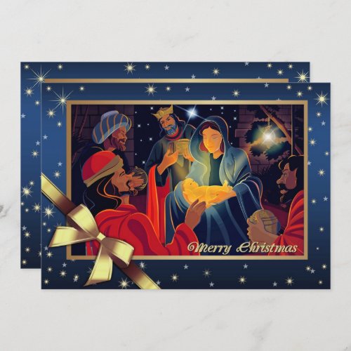 Merry Christmas Adoration of the Magi  Holiday Card