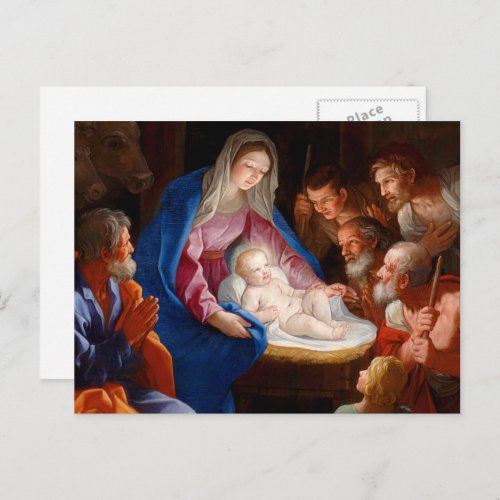 Merry Christmas Adoration of the Shepherds  Holiday Postcard