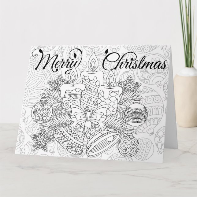 Merry Christmas adult coloring card (Front)
