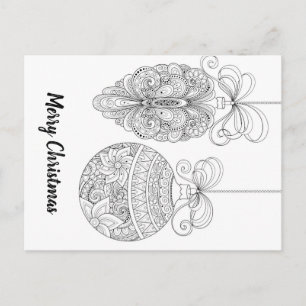 Merry Christmas adult coloring postcard