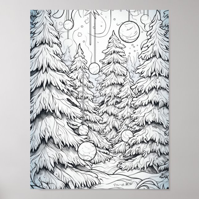 Merry Christmas Adult Coloring Poster (Front)