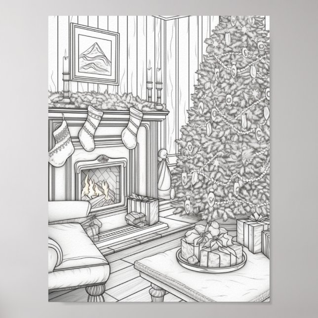 Merry Christmas Adult Coloring Poster (Front)