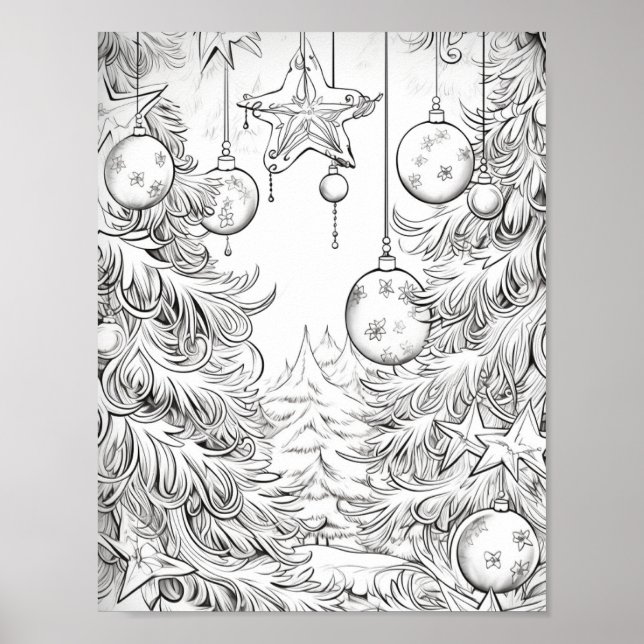 Merry Christmas Adult Coloring Poster (Front)