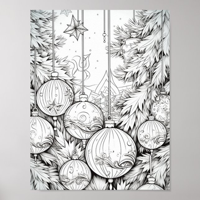 Merry Christmas Adult Coloring Poster (Front)