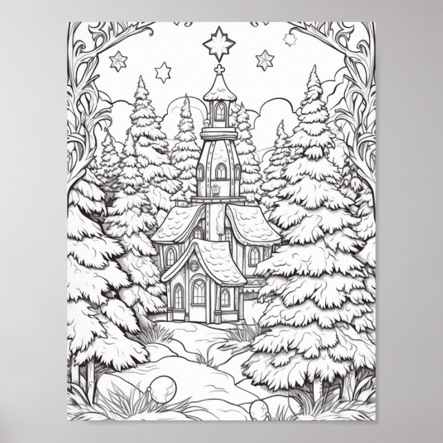 Merry Christmas Adult Coloring Poster (Front)