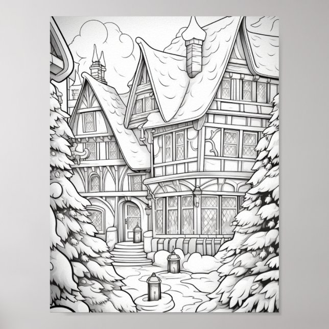 Merry Christmas Adult Coloring Poster (Front)
