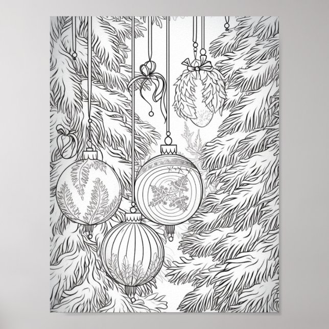 Merry Christmas Adult Coloring Poster (Front)