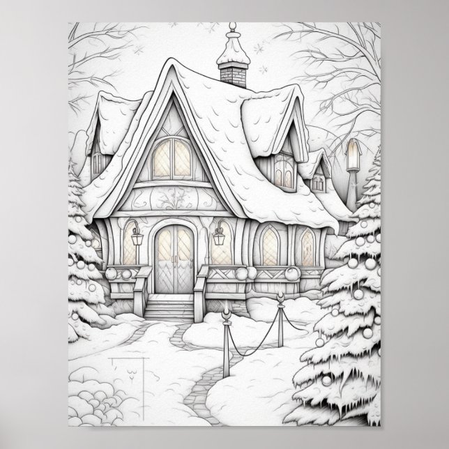 Merry Christmas Adult Coloring Poster (Front)