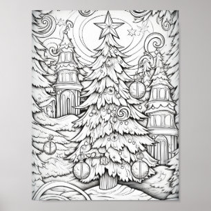 Merry Christmas Adult Coloring Poster