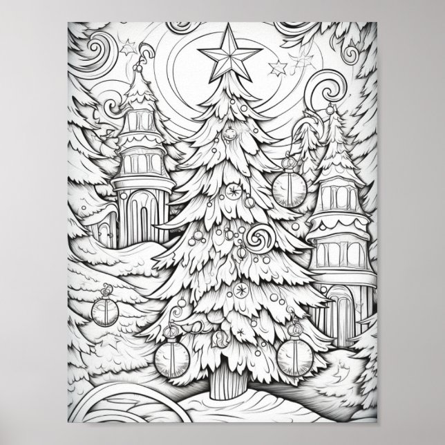 Merry Christmas Adult Coloring Poster (Front)